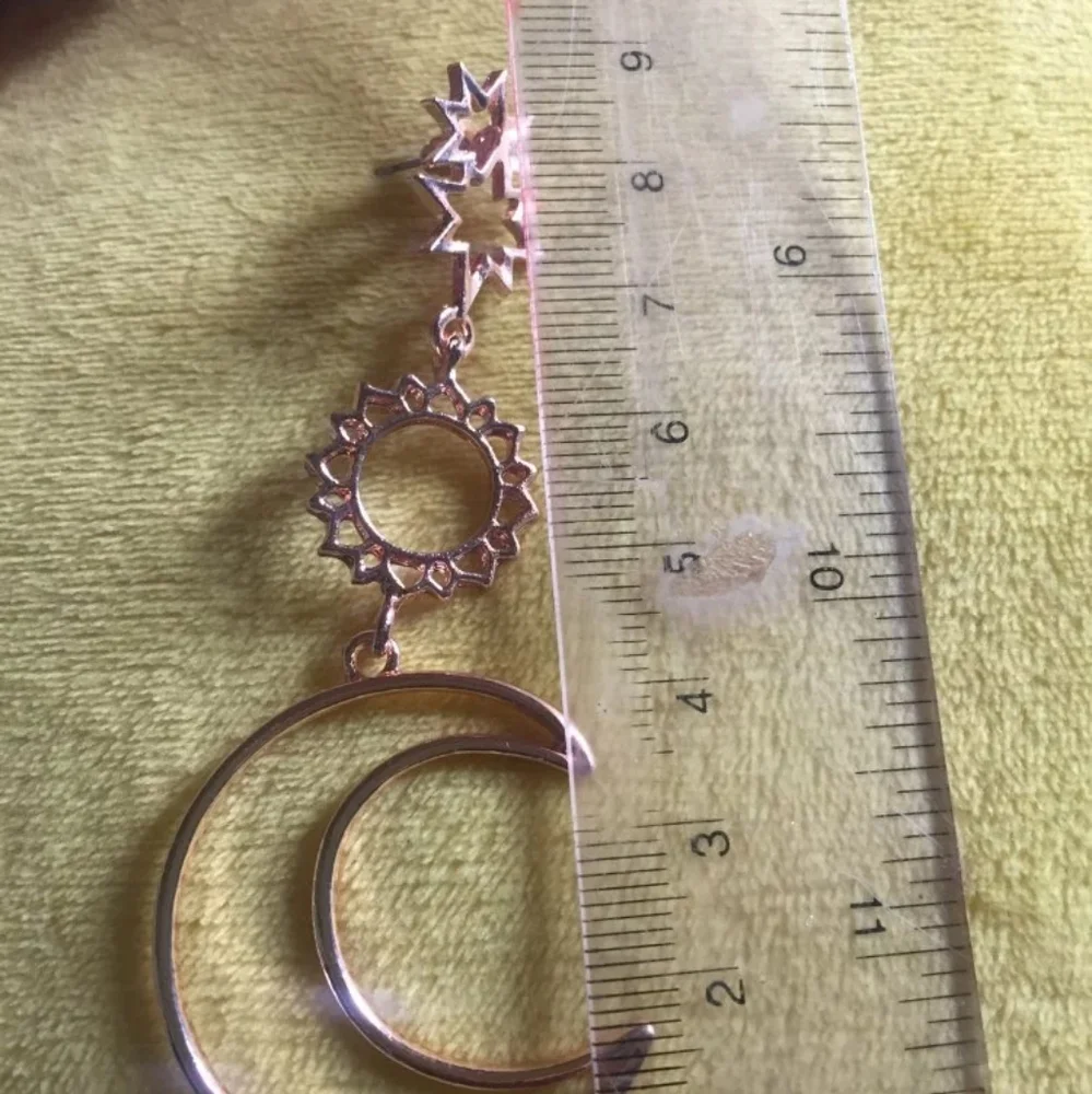 Gold Sun & Moon Dangle Earrings